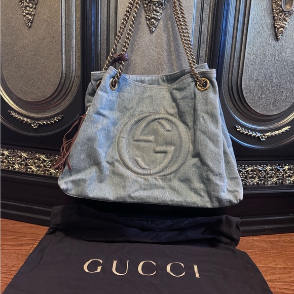 Authentic Gucci Soho Chain GG Denim Shoulder Bag - Picture 3 of 11